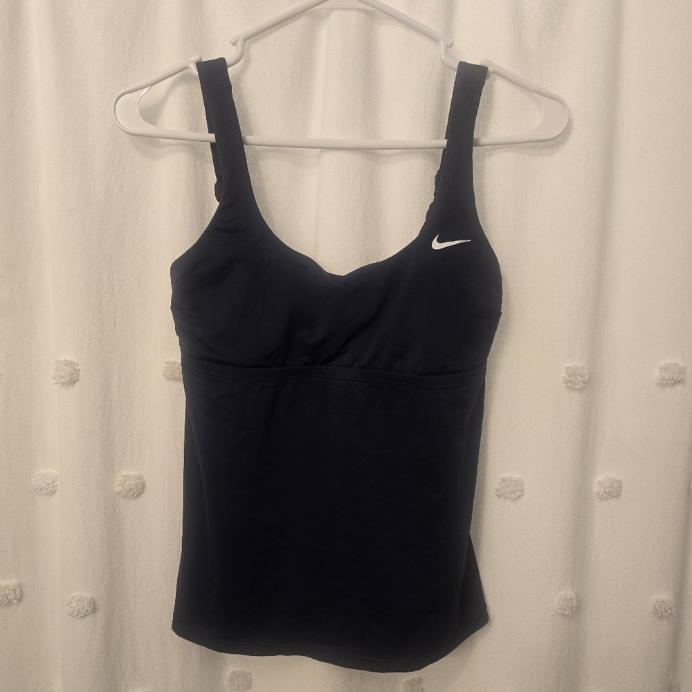 Nike Women's Blue Swim Top/workout Top with White Logo Size Small